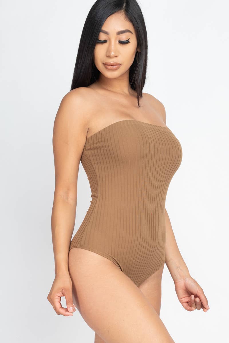 Tube Top Ribbed Bodysuit: Red