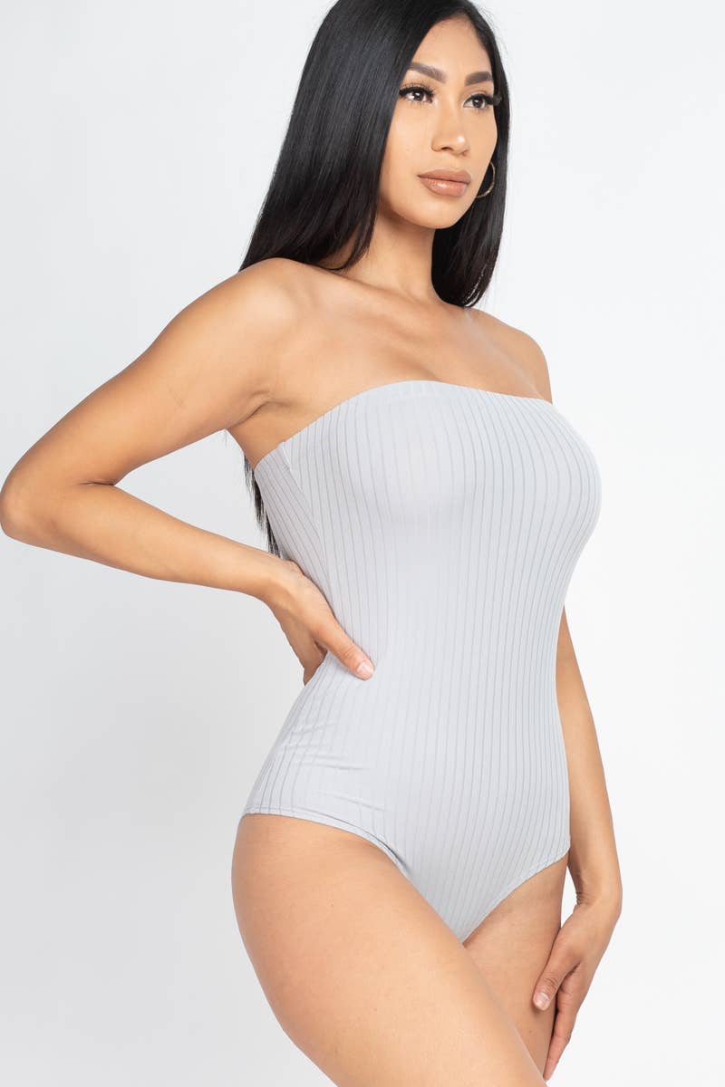 Tube Top Ribbed Bodysuit: Red