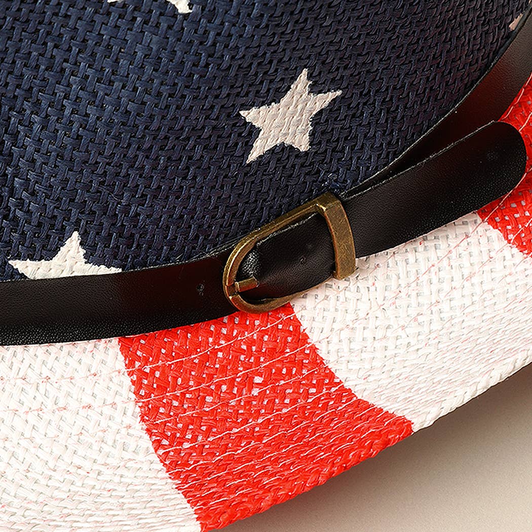 American Flag Print Cowboy Hat With Belt Band