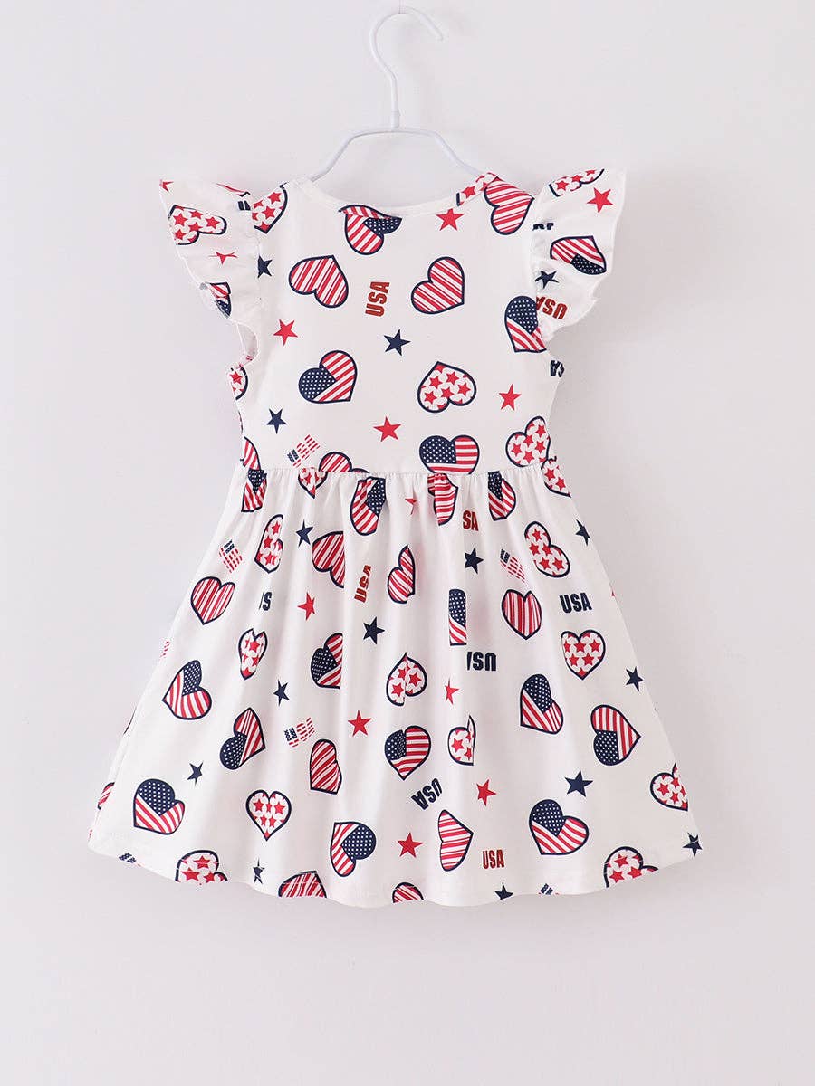 July of 4th Heart Ruffle Girl Dress