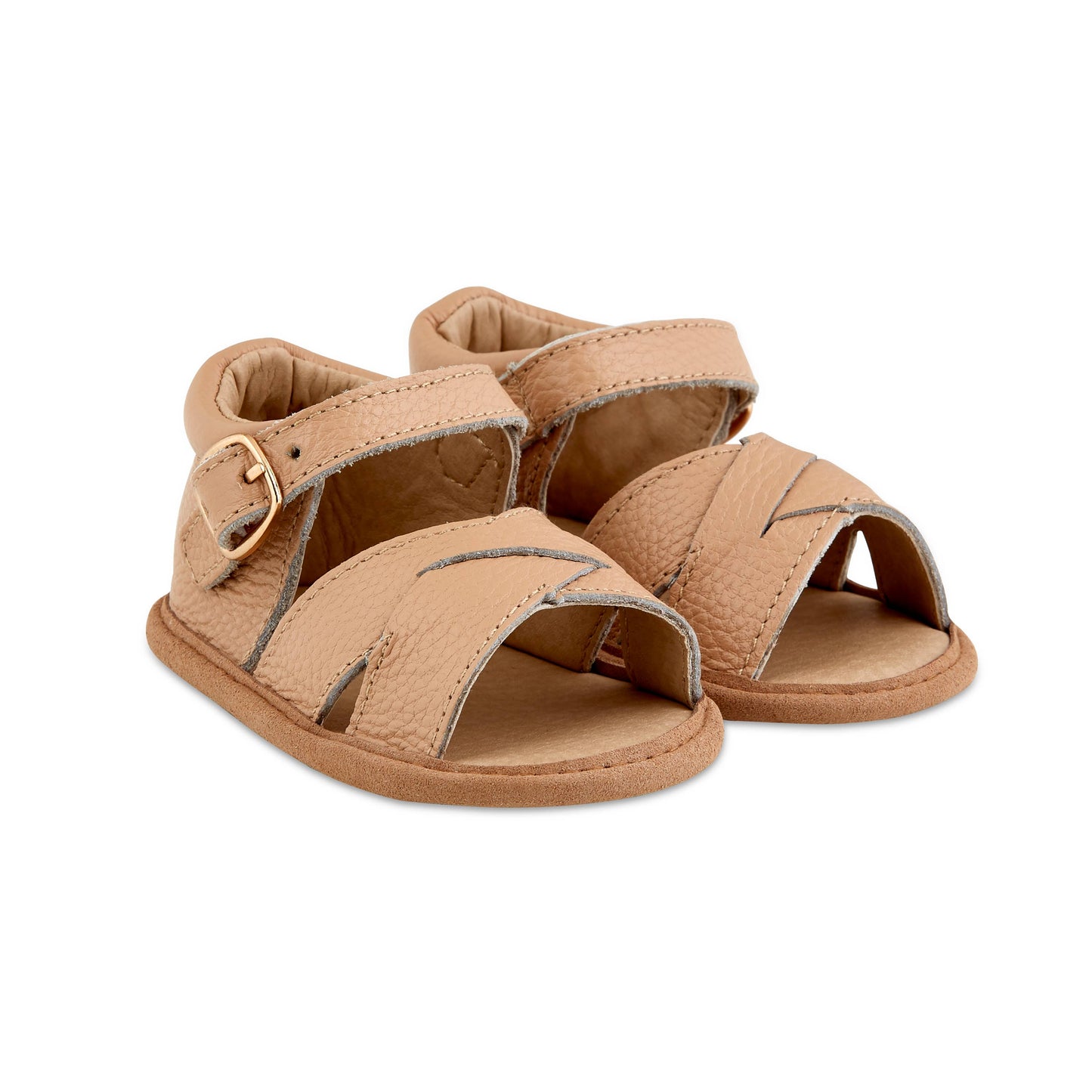 Tan Baby Girl Leather Baby Sandals: 0-6m