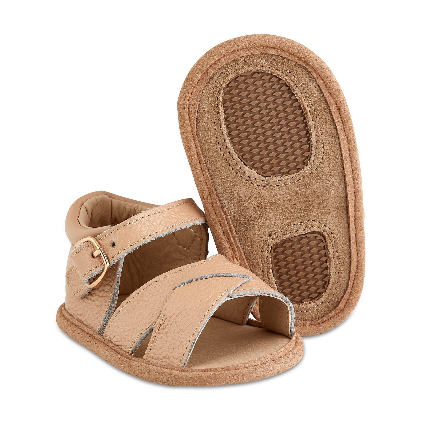 Tan Baby Girl Leather Baby Sandals: 0-6m