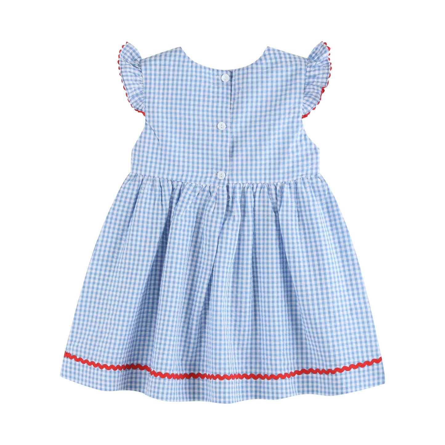 4th of July All American Girl' Blue Gingham Dress