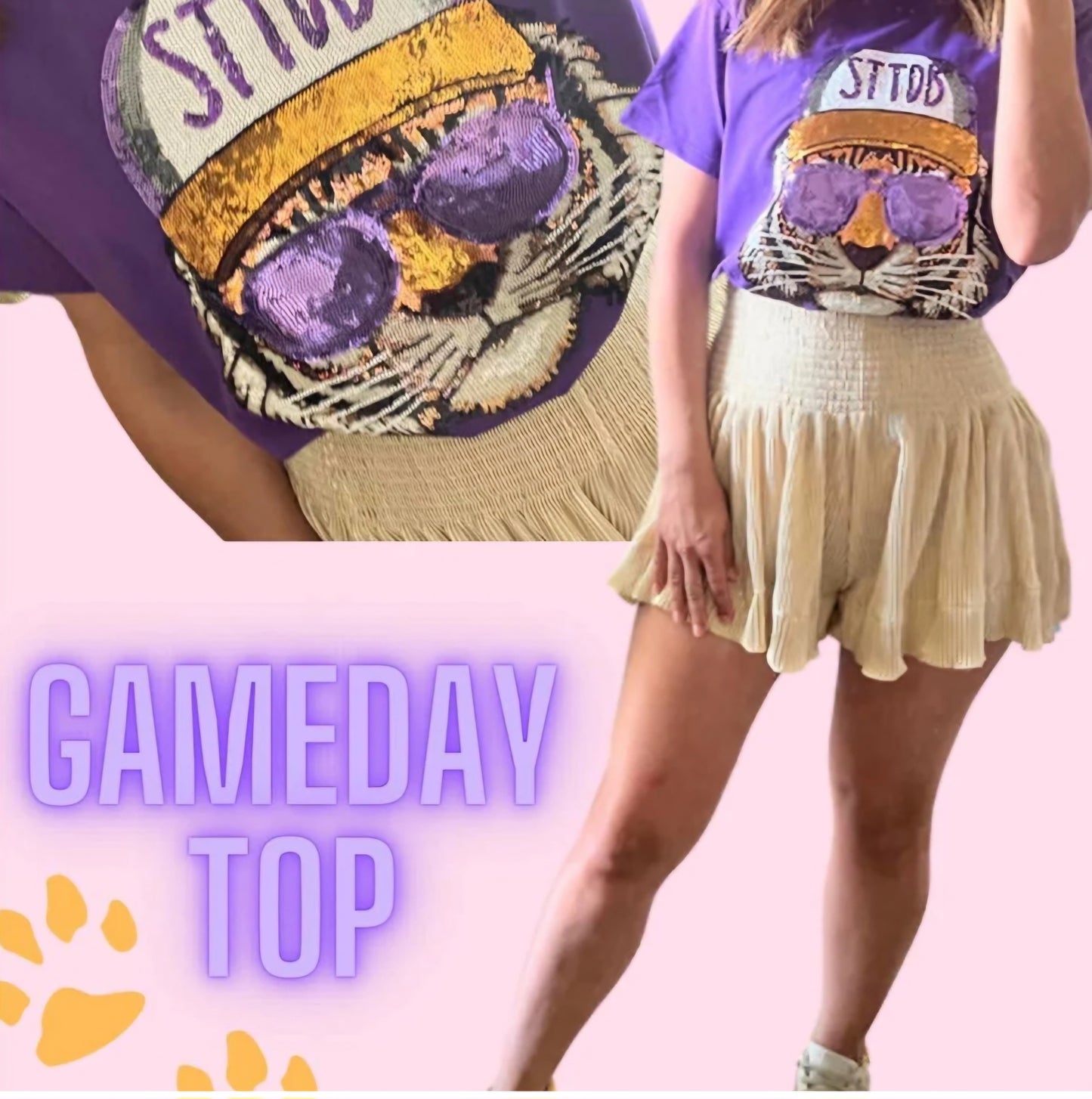 Sequin Tiger STTDB Purple Tee