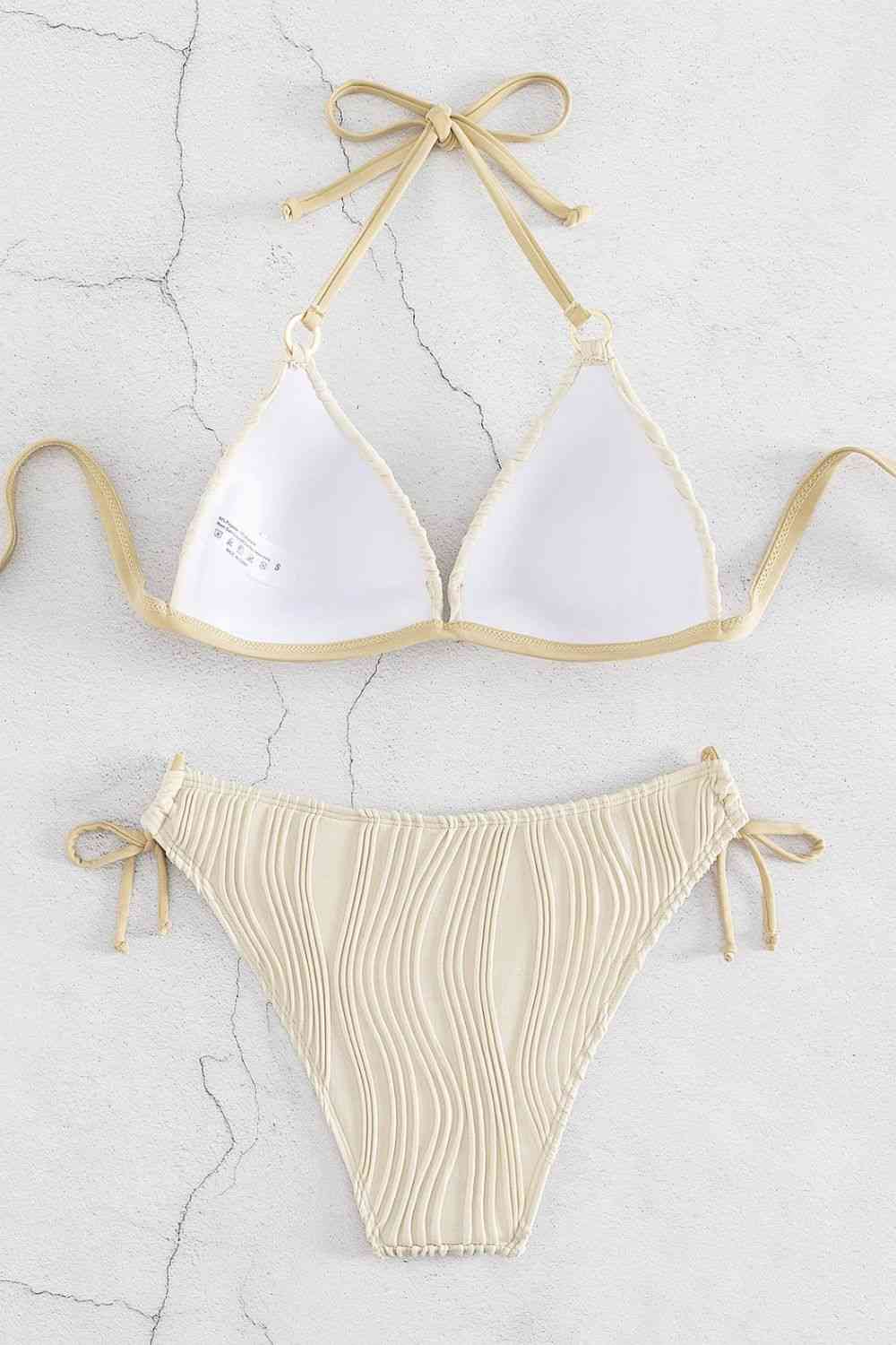 Textured Halter Neck Bikini Bottom