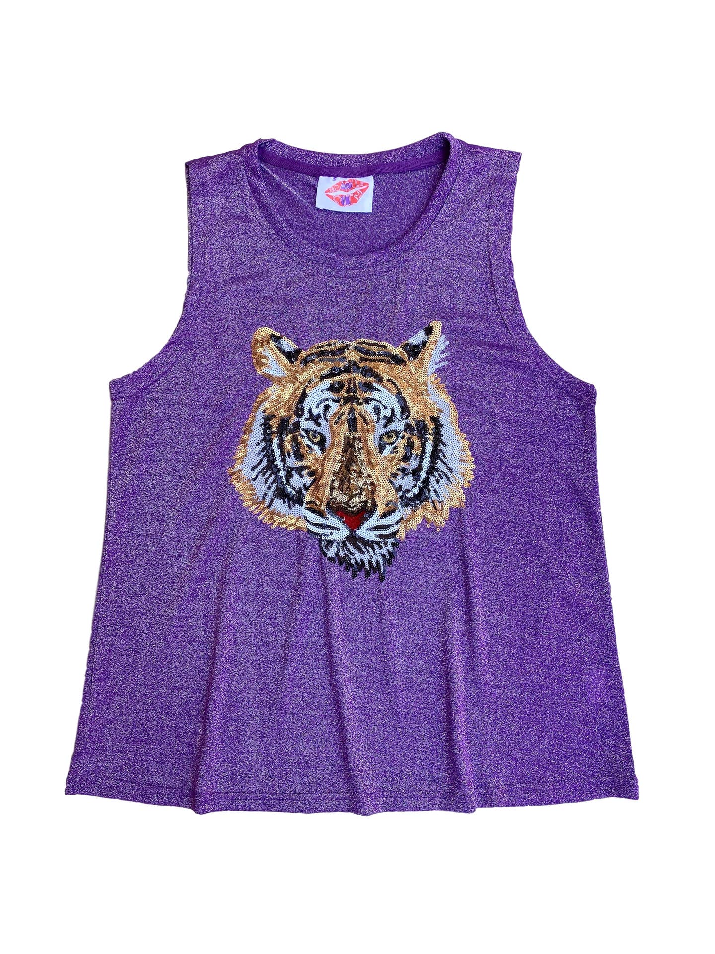 Purple Sequin Tiger Head Tank