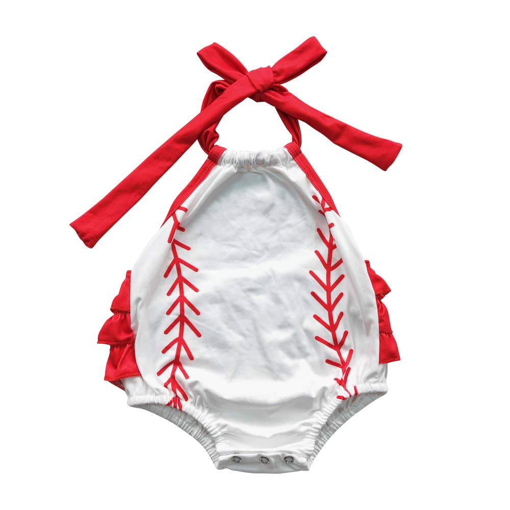 Baseball Halter Summer Bubble Romper