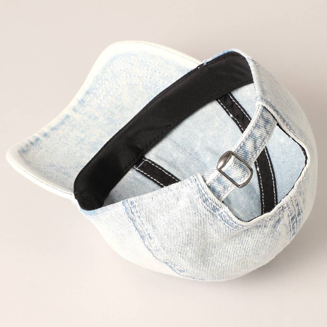 Embossed American Flag Denim Baseball Cap