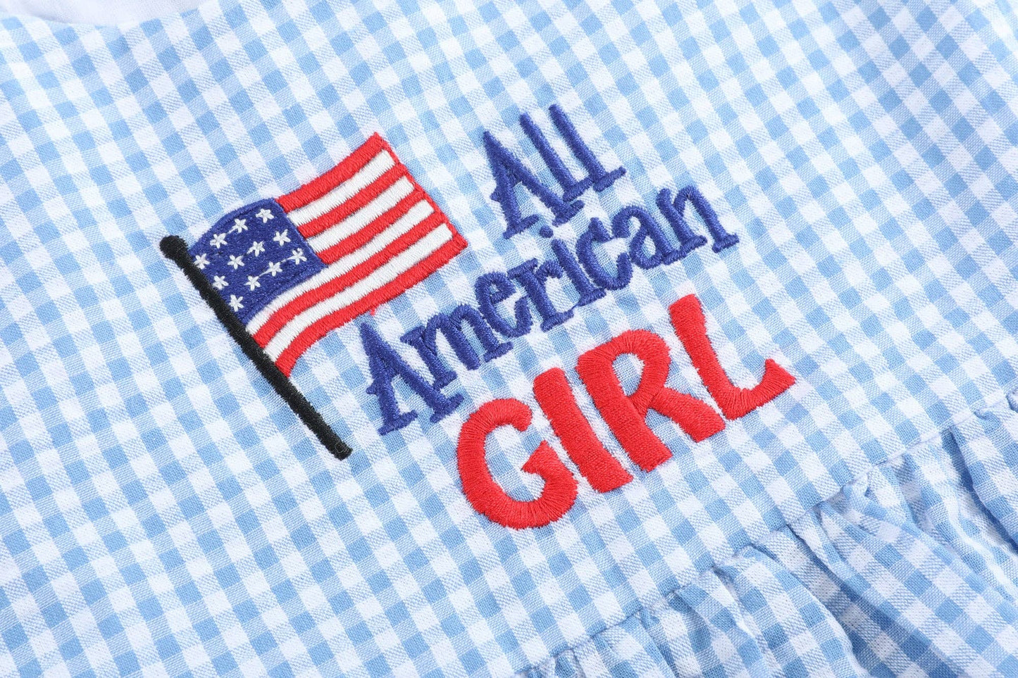 4th of July All American Girl' Blue Gingham Dress