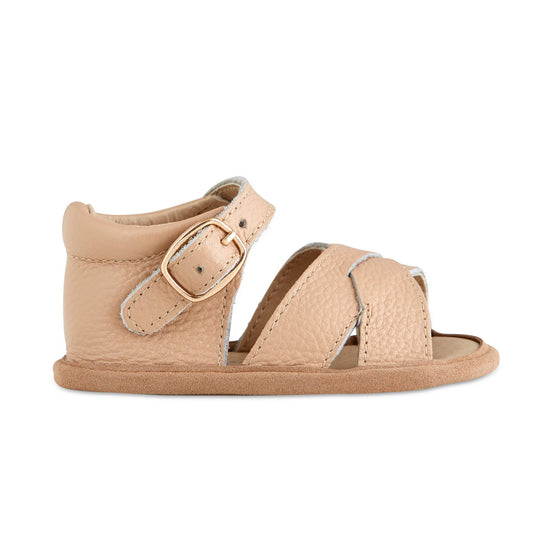 Tan Baby Girl Leather Baby Sandals: 0-6m