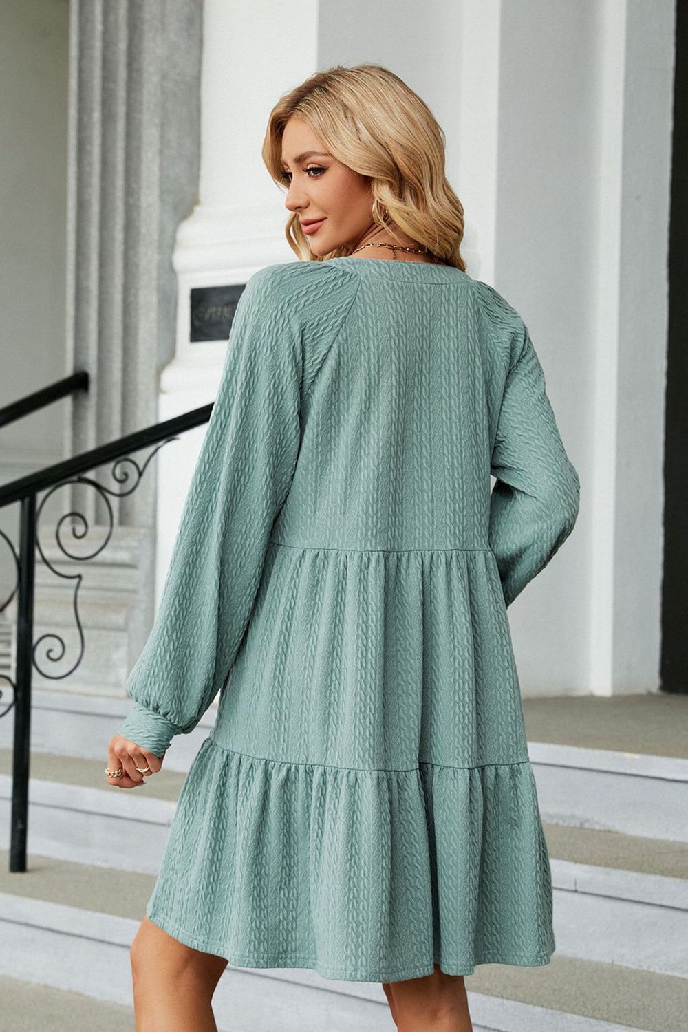 Sage Long Sleeve Mini Dress