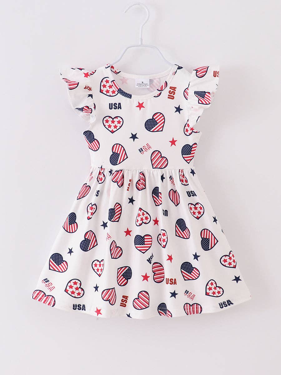 July of 4th Heart Ruffle Girl Dress