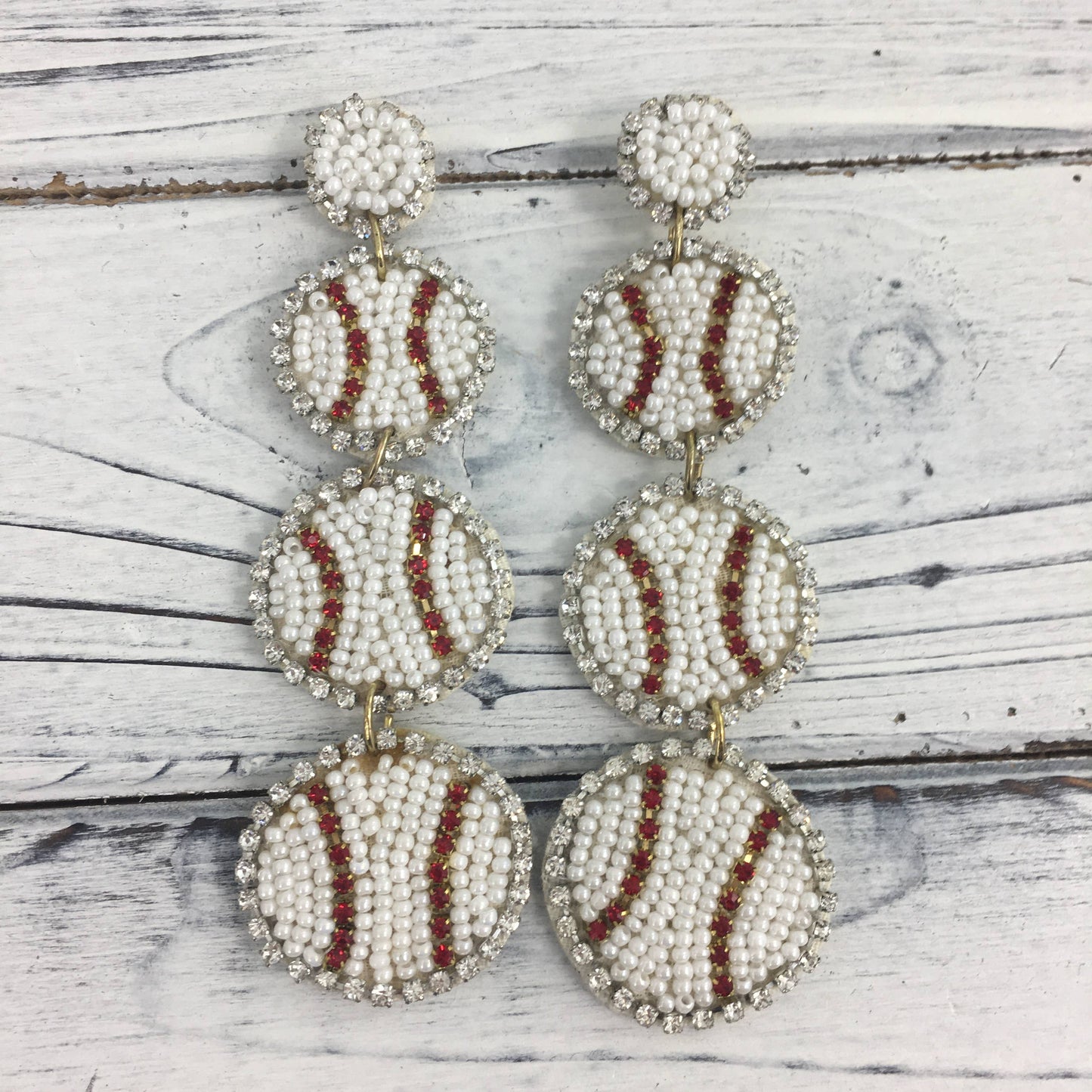 Baseball 3 Tier Earrings