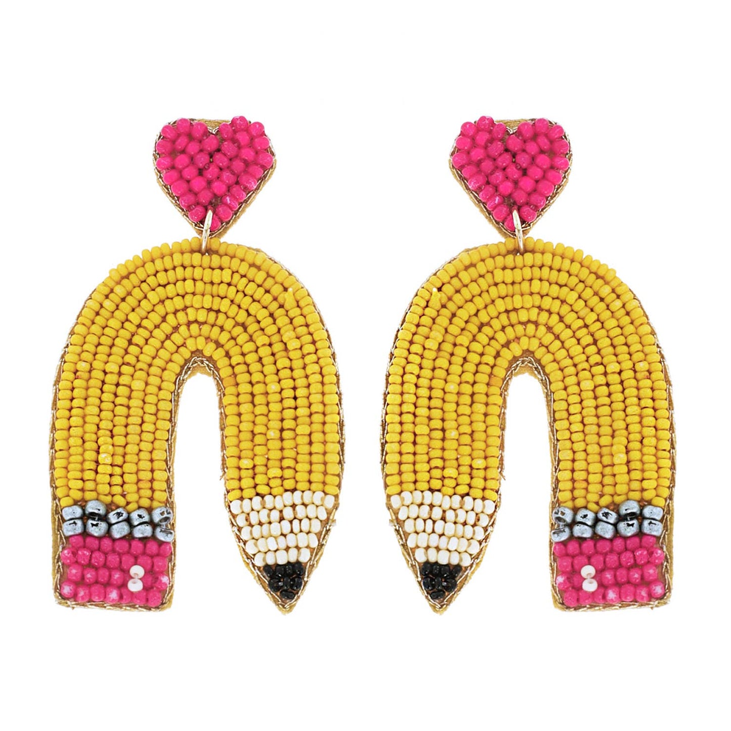 Pencil w/ Heart Post Dangle Earrings